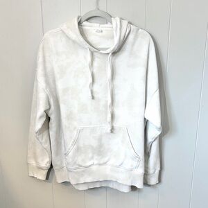 aerie Hoodie Sweatshirt White Beige Tie Dye Cotton Poly Soft Cozy Lounge Medium